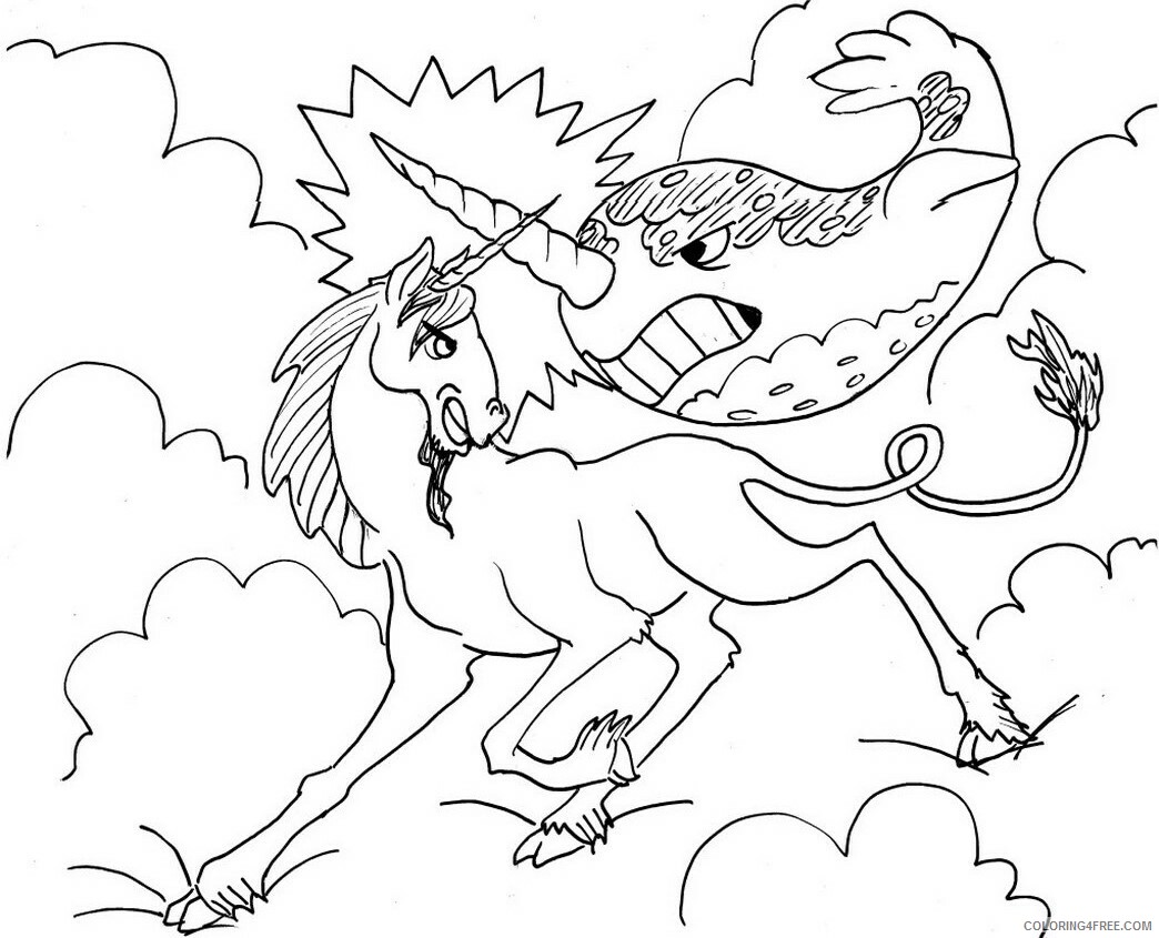 Unicorn Coloring Pages unicorn_vs_narwhal Printable 2021 6062 Coloring4free