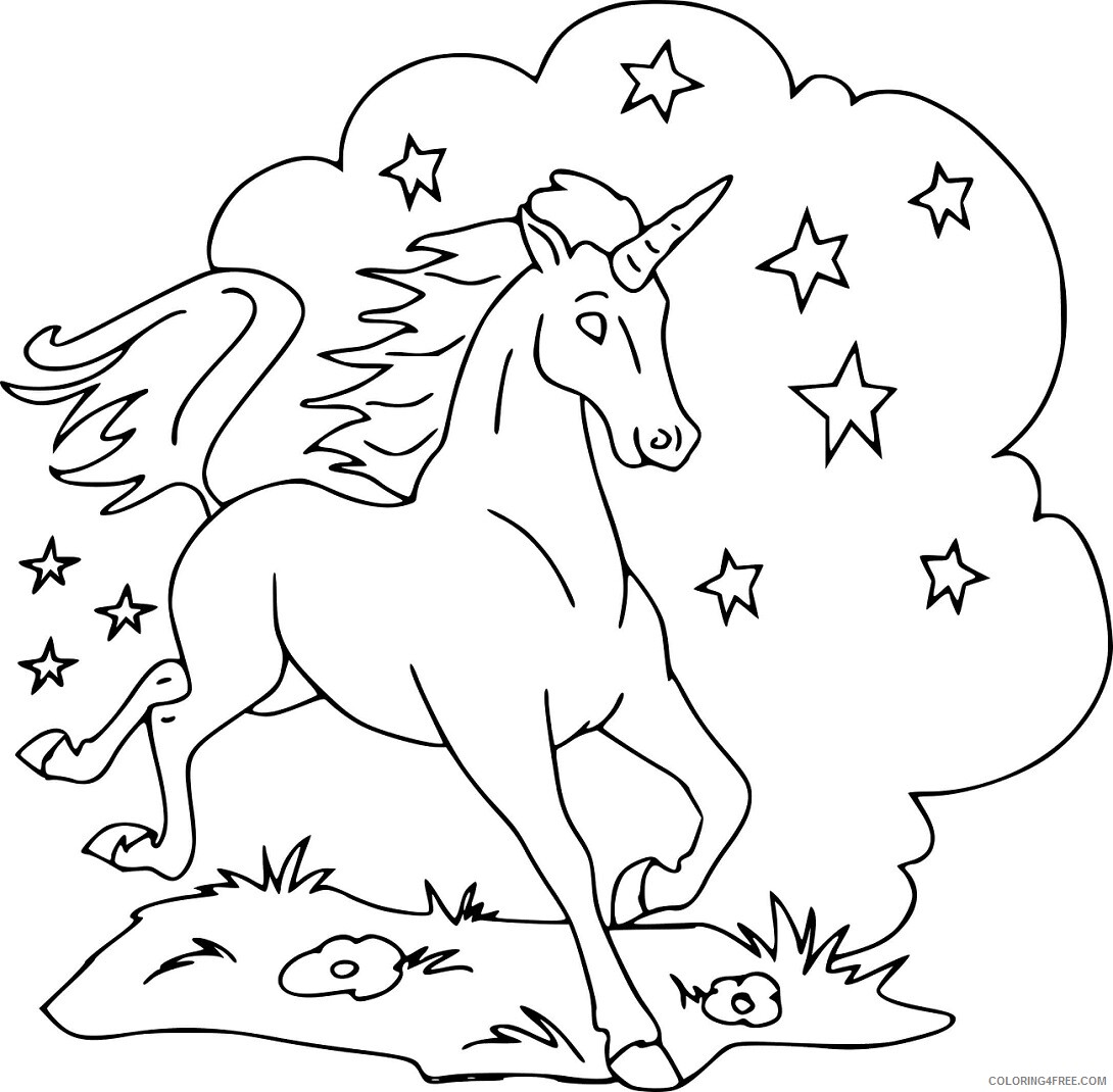 Unicorn Coloring Pages unicorn_with_star Printable 2021 6064 Coloring4free
