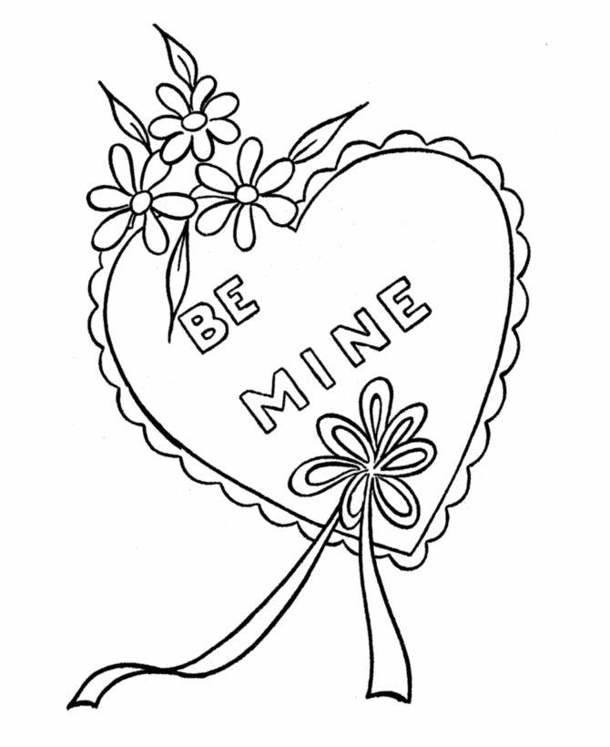 Valentine Heart Coloring Pages Be Mine Valentine Heart Printable 2021 6097 Coloring4free
