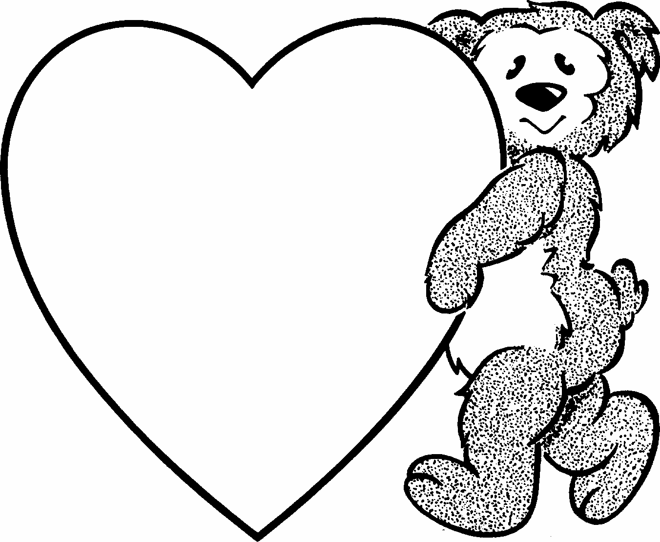 Valentine Heart Coloring Pages Bear Valentines Heart Printable 2021 6095 Coloring4free