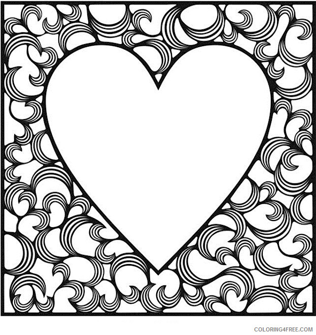 Valentine Heart Coloring Pages Big Heart Valentines Day for Adults Printable 2021 Coloring4free