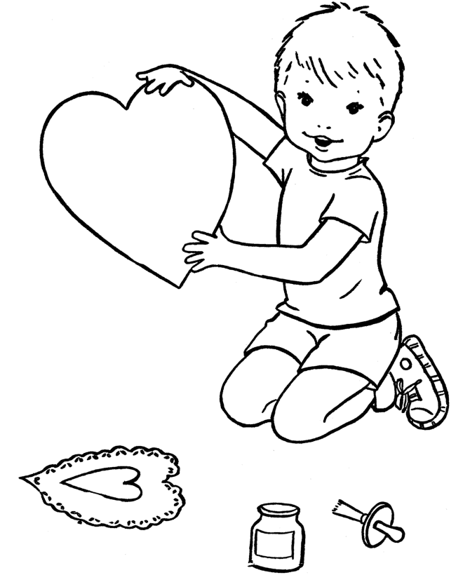 Valentine Heart Coloring Pages Boy with Valentine Heart Printable 2021 6100 Coloring4free