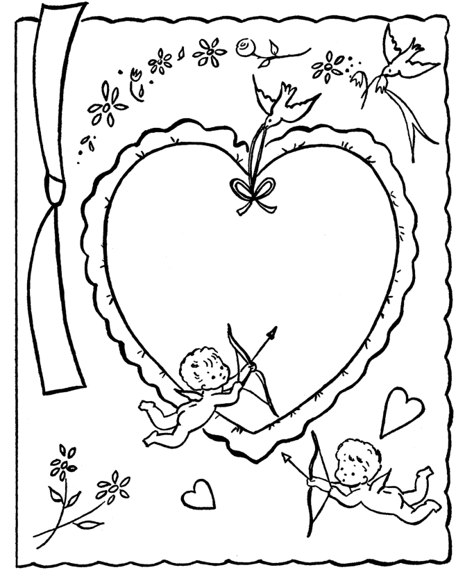 Valentine Heart Coloring Pages Cupids and Heart Valentine Printable 2021 6102 Coloring4free