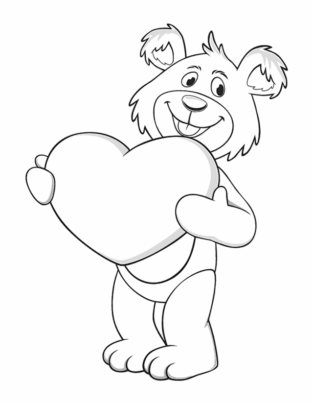 Valentine Heart Coloring Pages Free Bear Valentines Heart Printable 2021 6103 Coloring4free