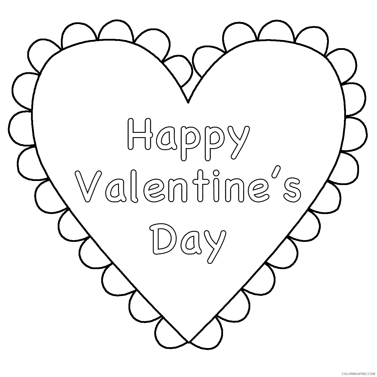 Valentine Heart Coloring Pages Happy Valentine Heart Printable 2021 6108 Coloring4free