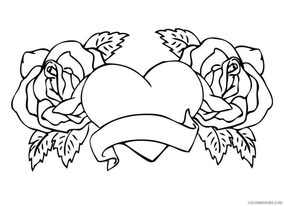 Valentine Heart Coloring Pages Heart Banner Valentines Day for Adults 2021 Coloring4free