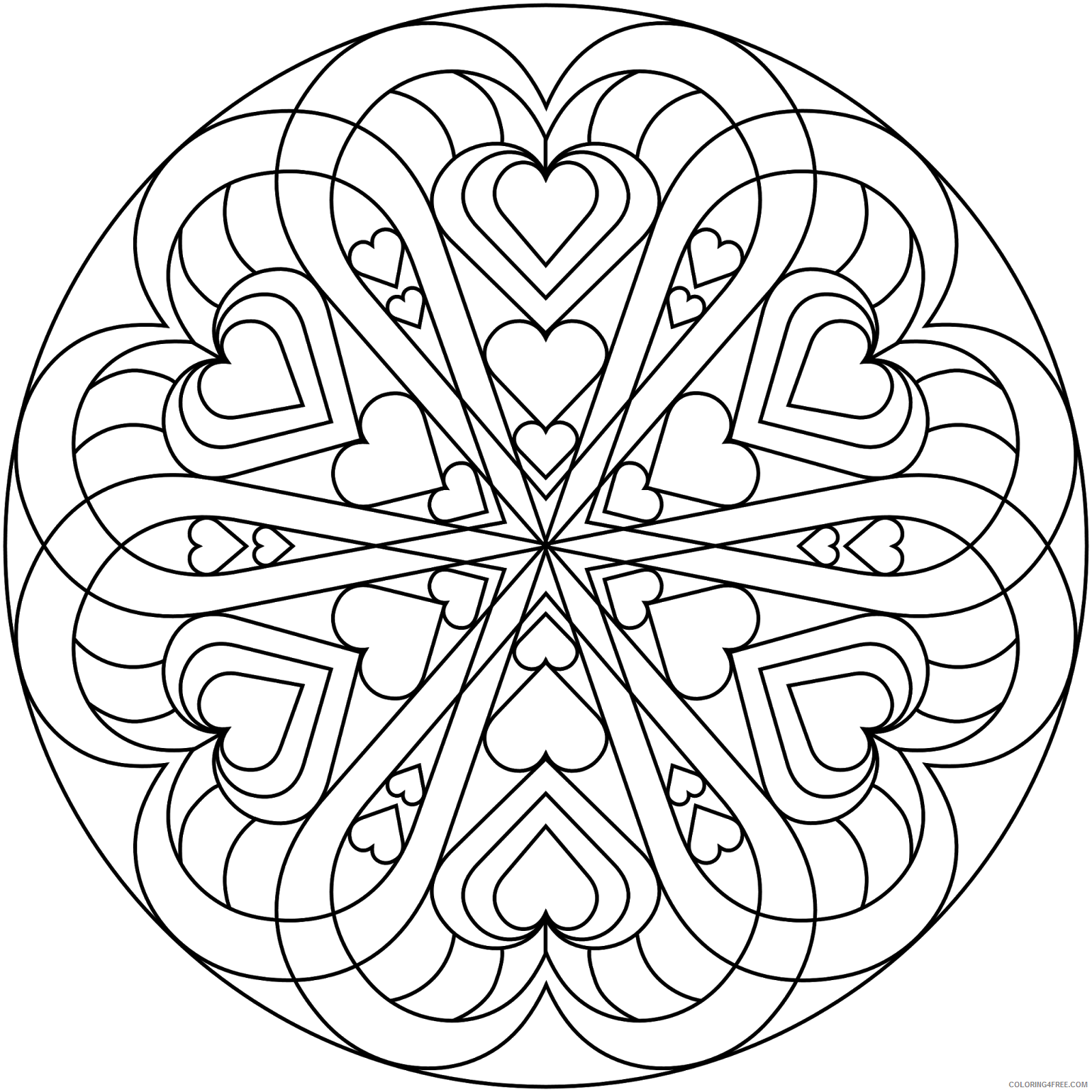 Valentine Heart Coloring Pages Heart Circle Valentines Day for Adults 2021 Coloring4free