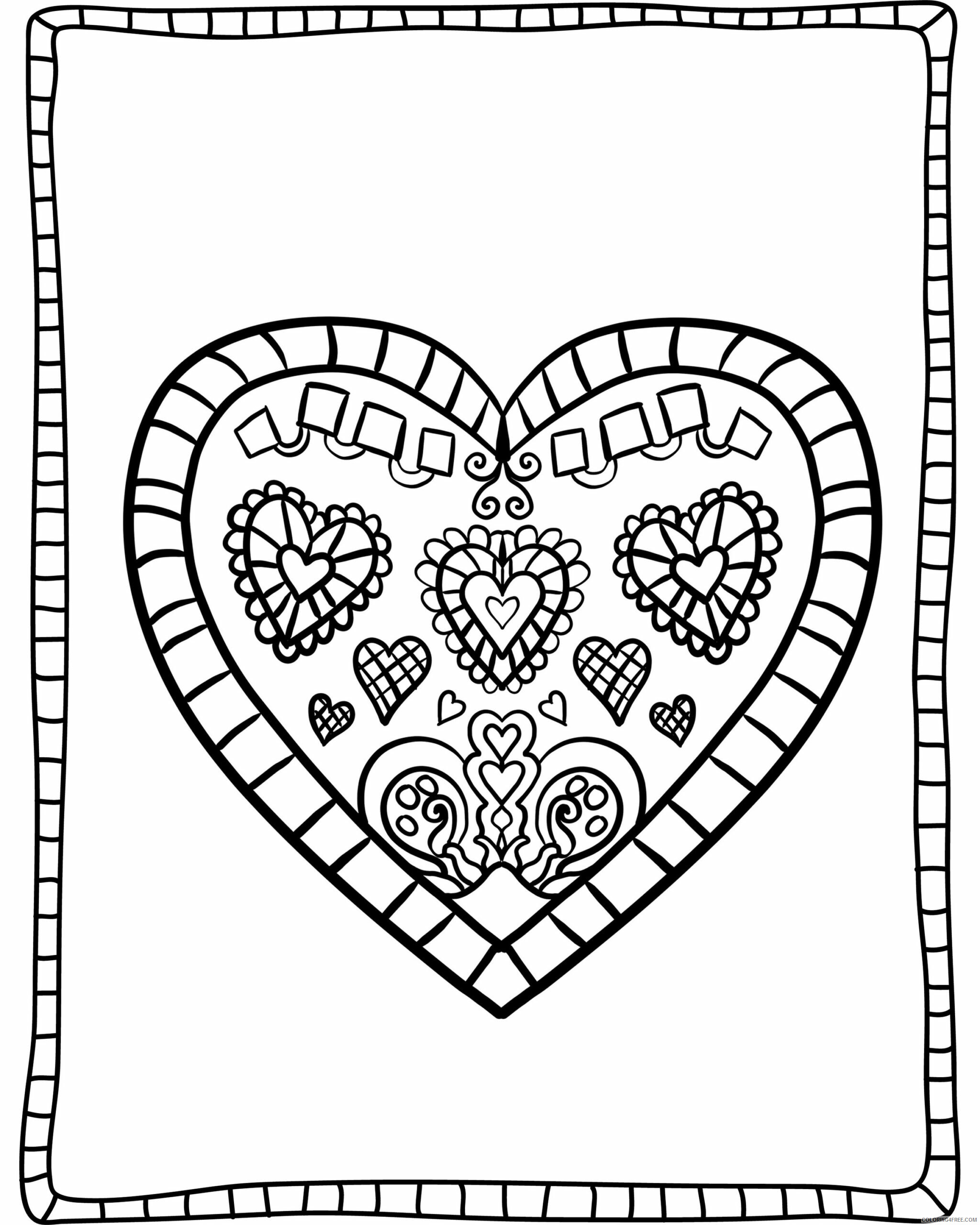 Valentine Heart Coloring Pages Heart Valentines Day for Adults Printable 2021 Coloring4free