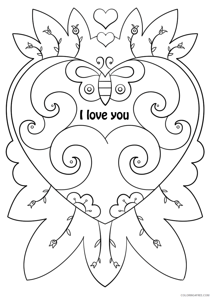 Valentine Heart Coloring Pages I Love You Heart Valentines Card Printable 2021 Coloring4free