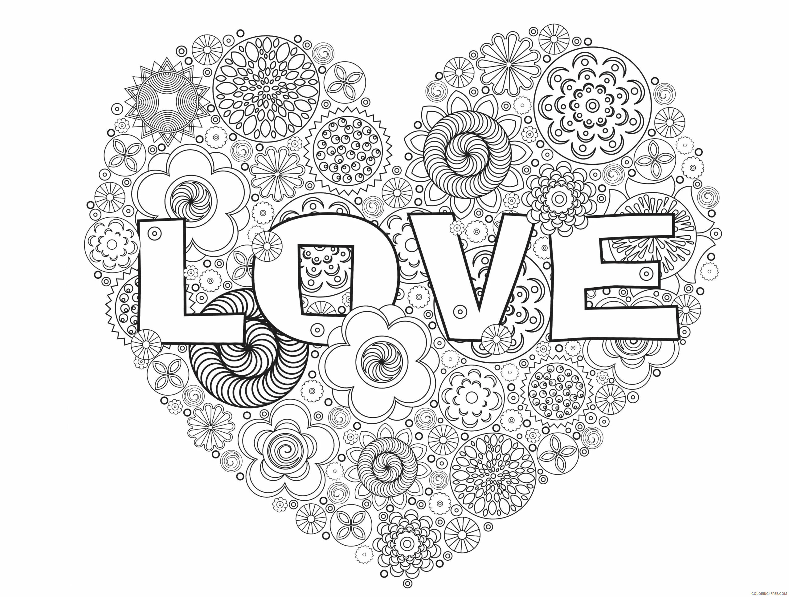 Valentine Heart Coloring Pages Love Heart Valentines Day for Adults Printable 2021 Coloring4free