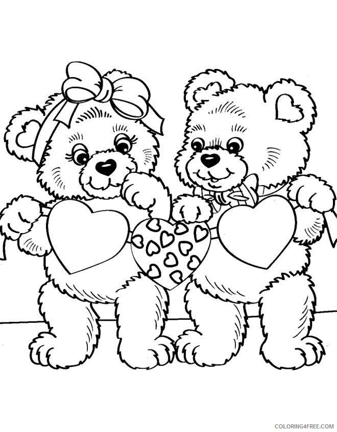 Valentine Heart Coloring Pages Valentine Bears and Hearts Printable 2021 6125 Coloring4free