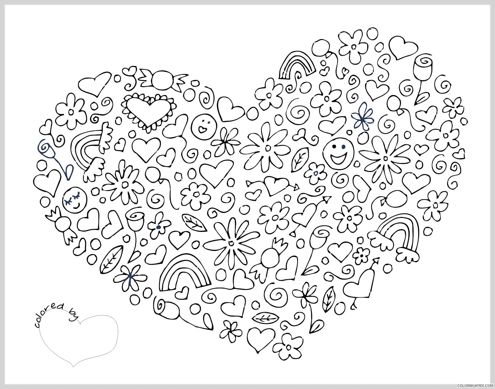 Valentine Heart Coloring Pages Valentine Heart Collage Print Printable 2021 6132 Coloring4free