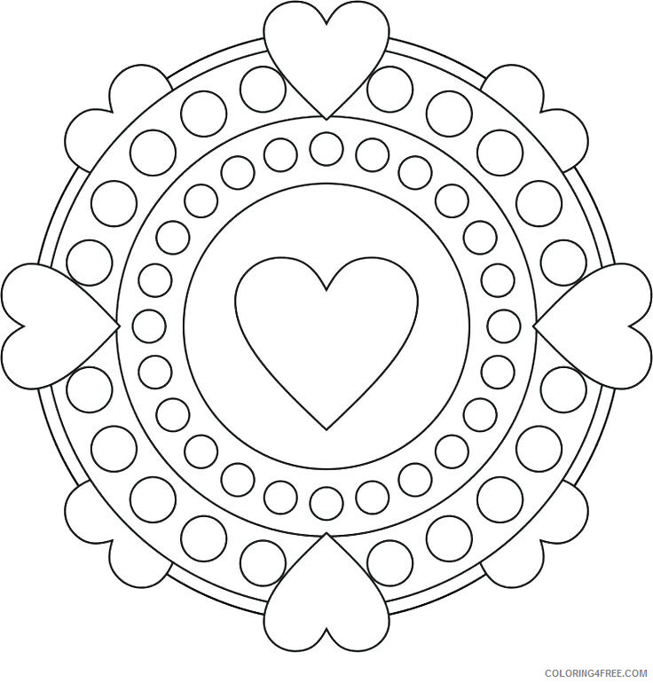 Valentine Heart Coloring Pages Valentine Heart Mandala Printable 2021 6141 Coloring4free