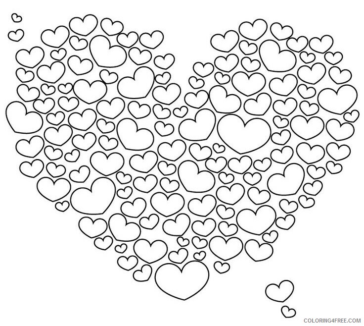 Valentine Heart Coloring Pages Valentine Heart of Hearts Printable 2021 6133 Coloring4free