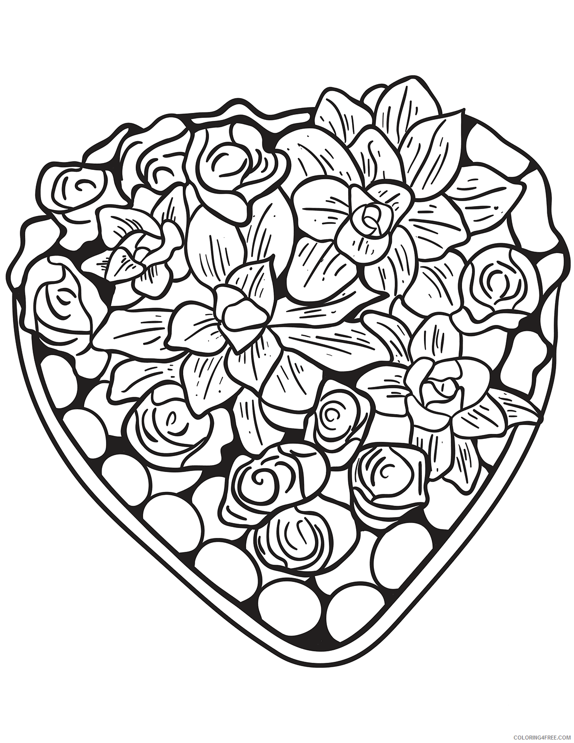 Valentine Heart Coloring Pages Valentines Heart for Adults Printable 2021 Coloring4free