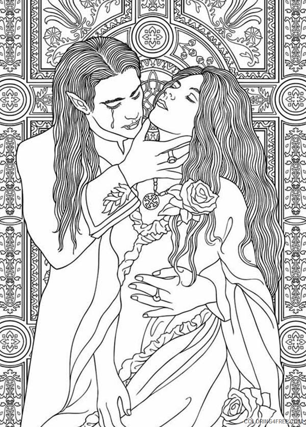 Vampire Coloring Pages Realistic Picture of Vampire Couple Printable 2021 6156 Coloring4free