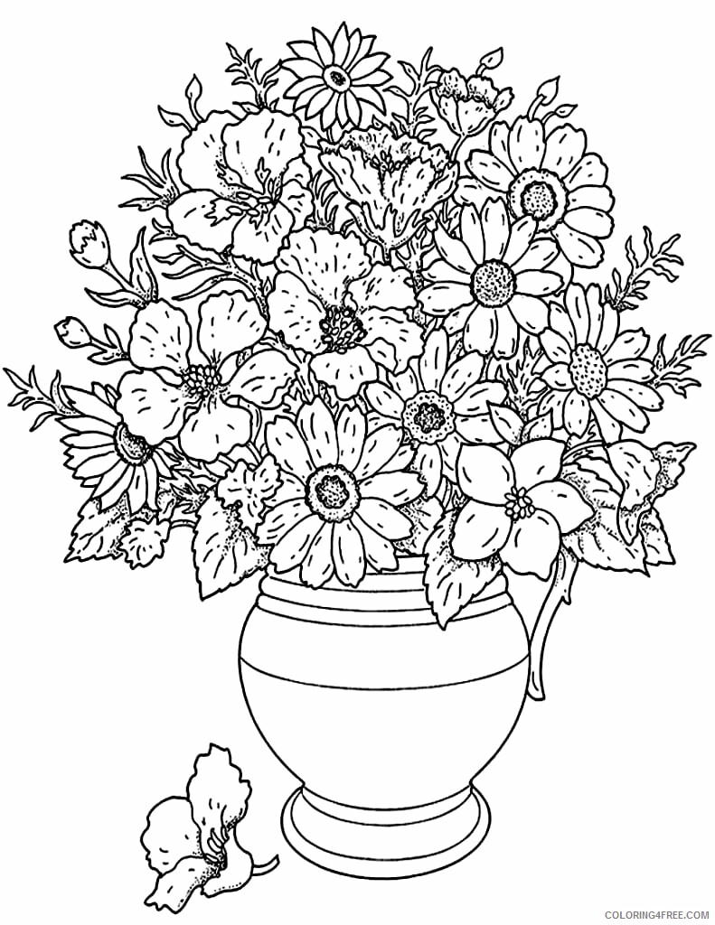 Vase Coloring Pages Flower Vase Printable 2021 6191 Coloring4free