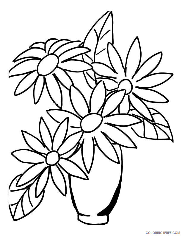 Vase Coloring Pages Vase of Daisy Flowers Printable 2021 6202 Coloring4free