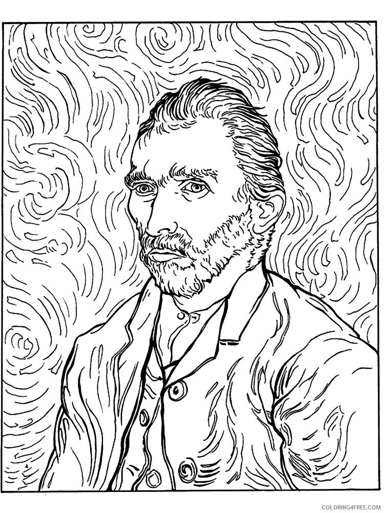 Vincent van Gogh Coloring Pages Vincent van Gogh 4 Printable 2021 6207 Coloring4free