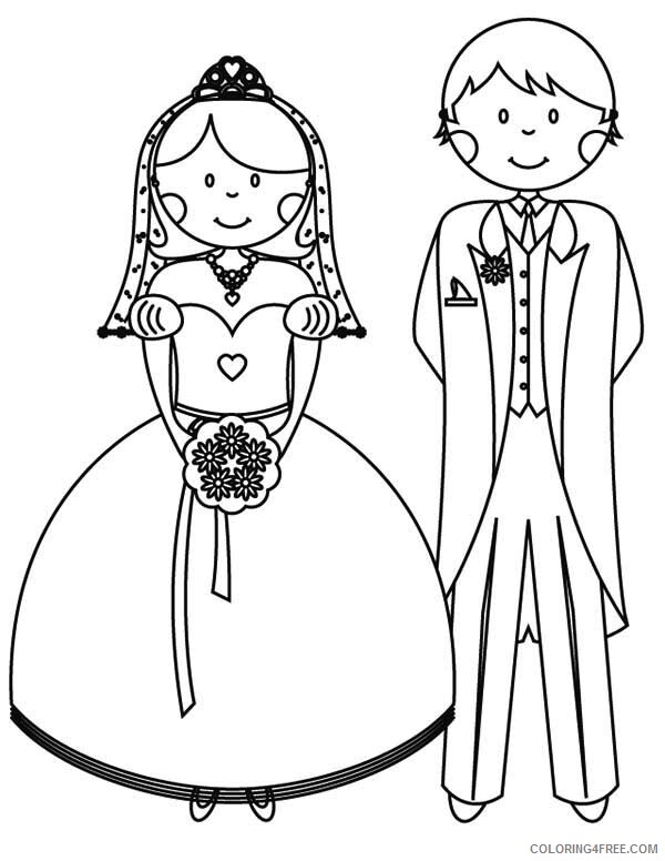 Wedding Coloring Pages Bride and Groom in Wedding Printable 2021 6251 Coloring4free