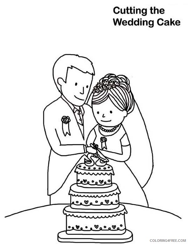 Wedding Coloring Pages Cutting the Wedding Cake Printable 2021 6254 Coloring4free