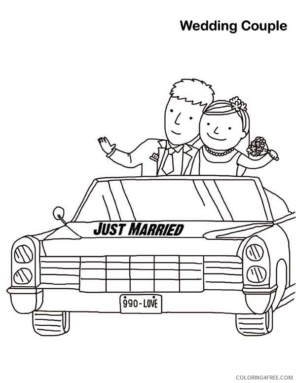 Wedding Coloring Pages Wedding Couple Just Married Printable 2021 6273 Coloring4free