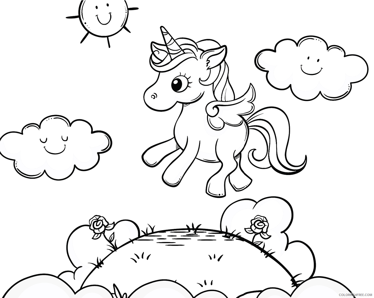 Winged Unicorn Coloring Pages baby_unicorn_flying Printable 2021 6292 Coloring4free