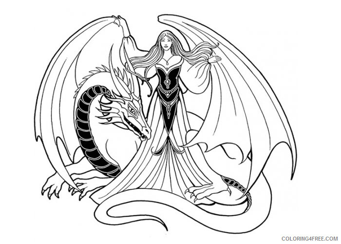 Wizard Coloring Pages Dragon and wizard girl Printable 2021 6303 Coloring4free