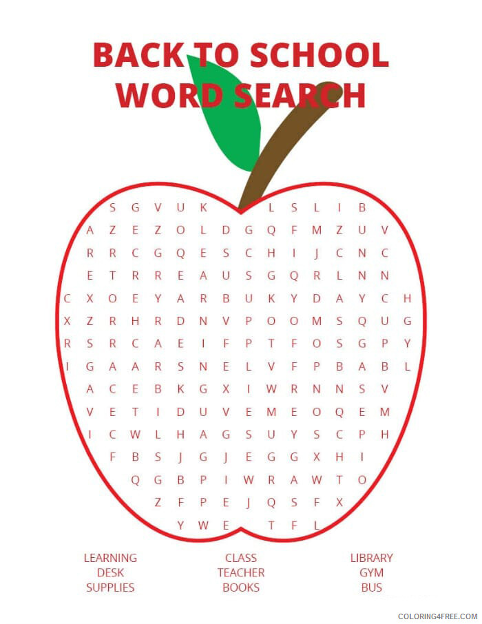 Word Hunt Coloring Pages Back to School Word Search Puzzle Printable 2021 Coloring4free