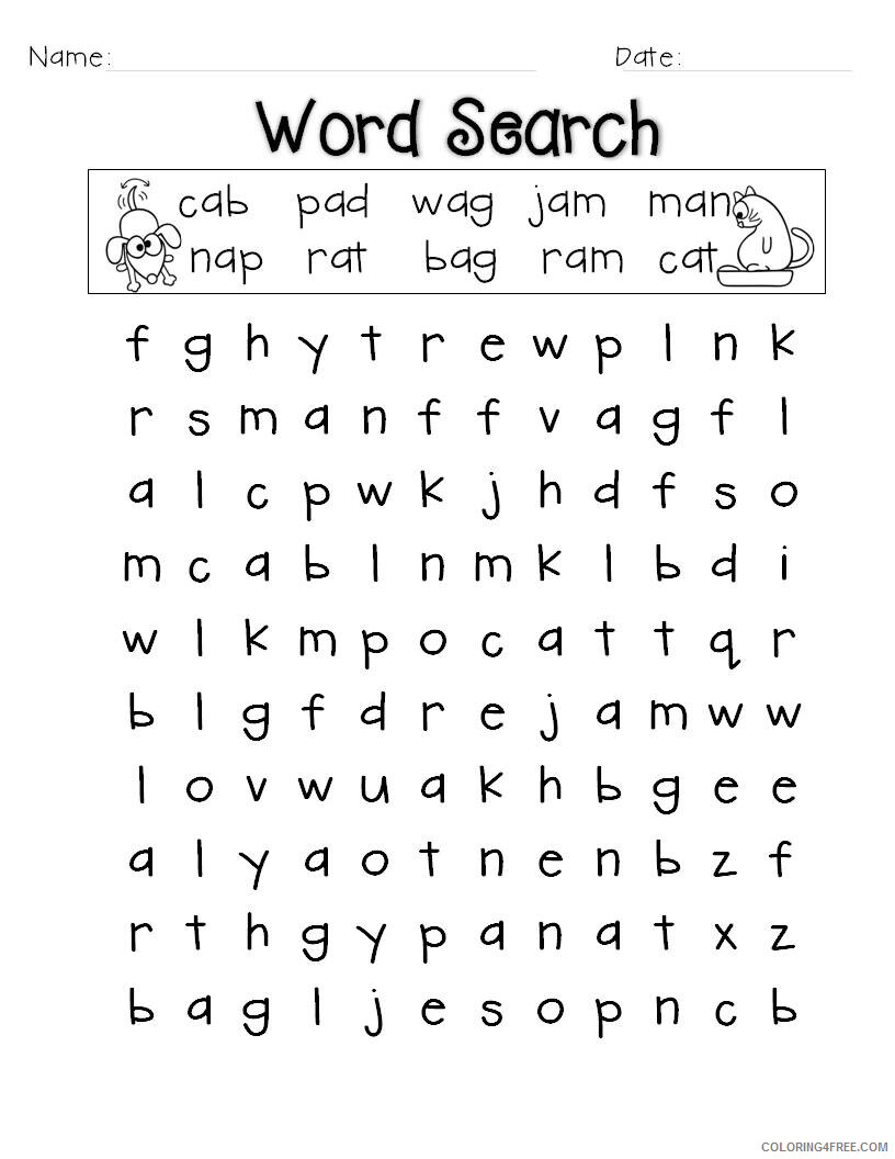 Word Search Puzzle Coloring Pages 1st Grade Word Search Puzzle Printable 2021 Coloring4free