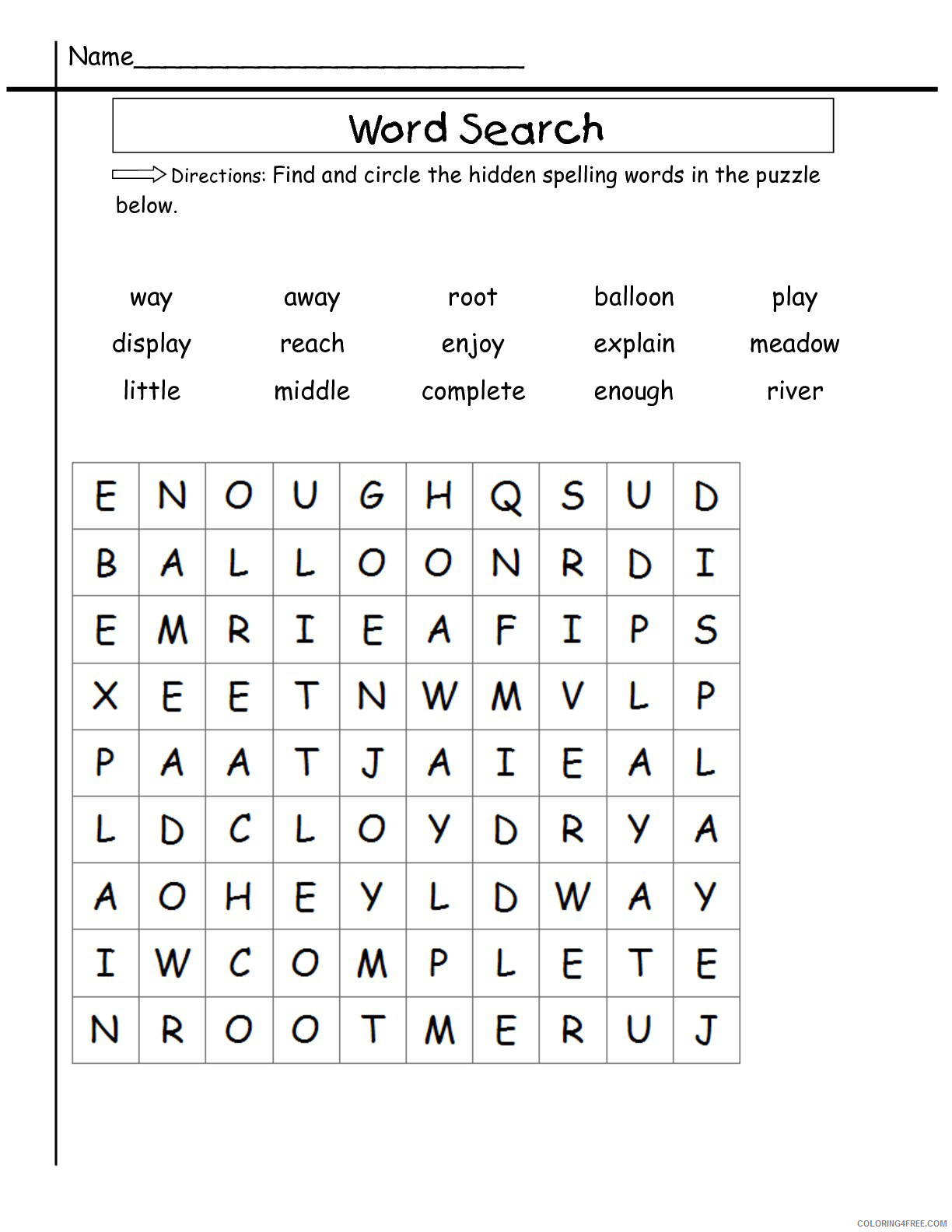Word Search Puzzle Coloring Pages 2nd Grade Word Search Puzzle Printable 2021 Coloring4free