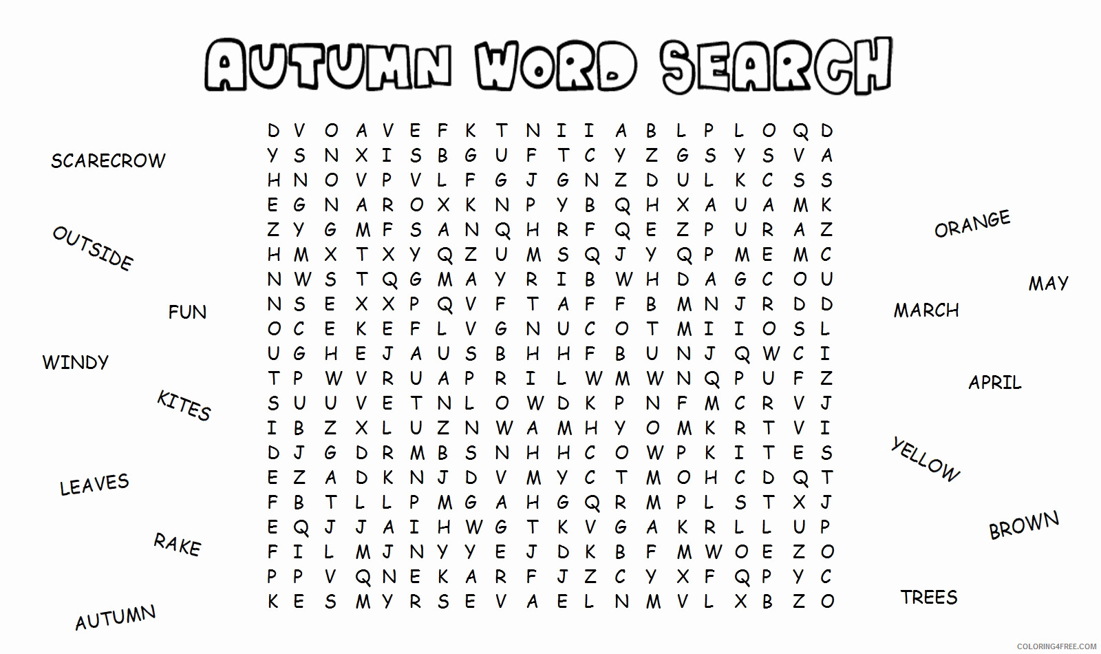 Word Search Puzzle Coloring Pages Autumn Word Search Printable 2021 6330 Coloring4free