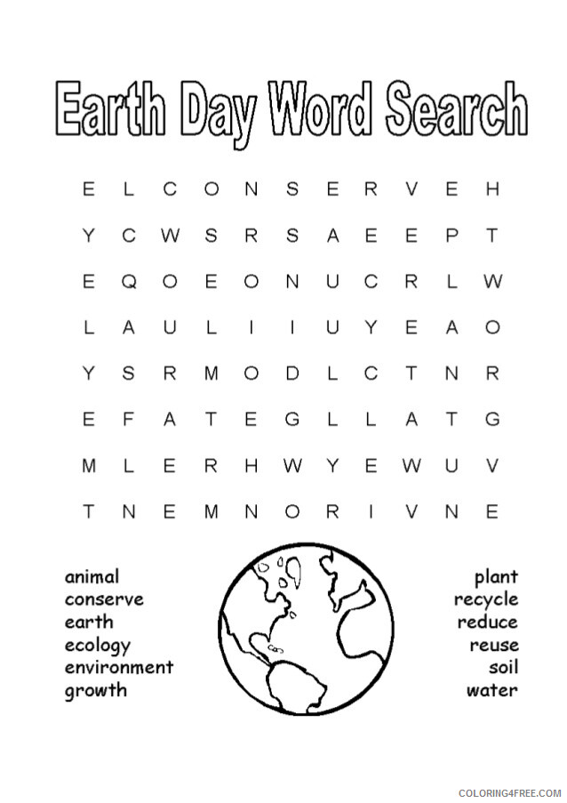 Word Search Puzzle Coloring Pages Earth Day Word Search Puzzle Printable 2021 6333 Coloring4free