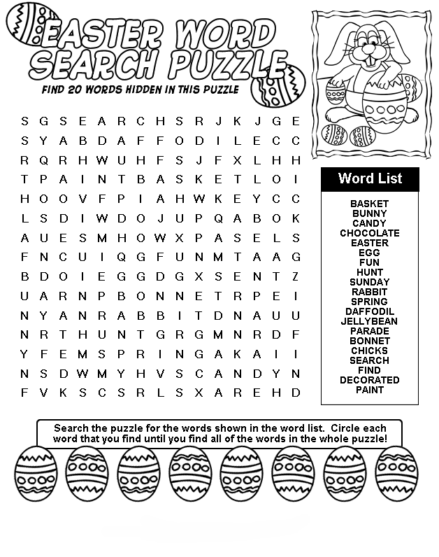 Word Search Puzzle Coloring Pages Easter Word Search Puzzle Printable 2021 6336 Coloring4free