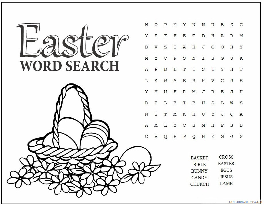 Word Search Puzzle Coloring Pages Easy Easter Word Search Puzzle Printable 2021 6338 Coloring4free