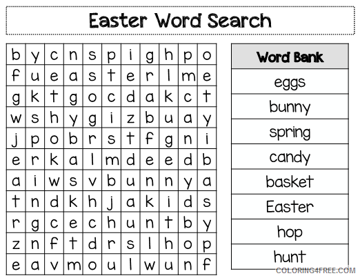 Word Search Puzzle Coloring Pages Printable Easter Word Search Puzzle Printable 2021 Coloring4free