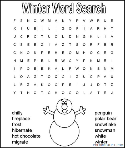Word Search Puzzle Coloring Pages Winter Word Search Puzzle Printable 2021 6360 Coloring4free