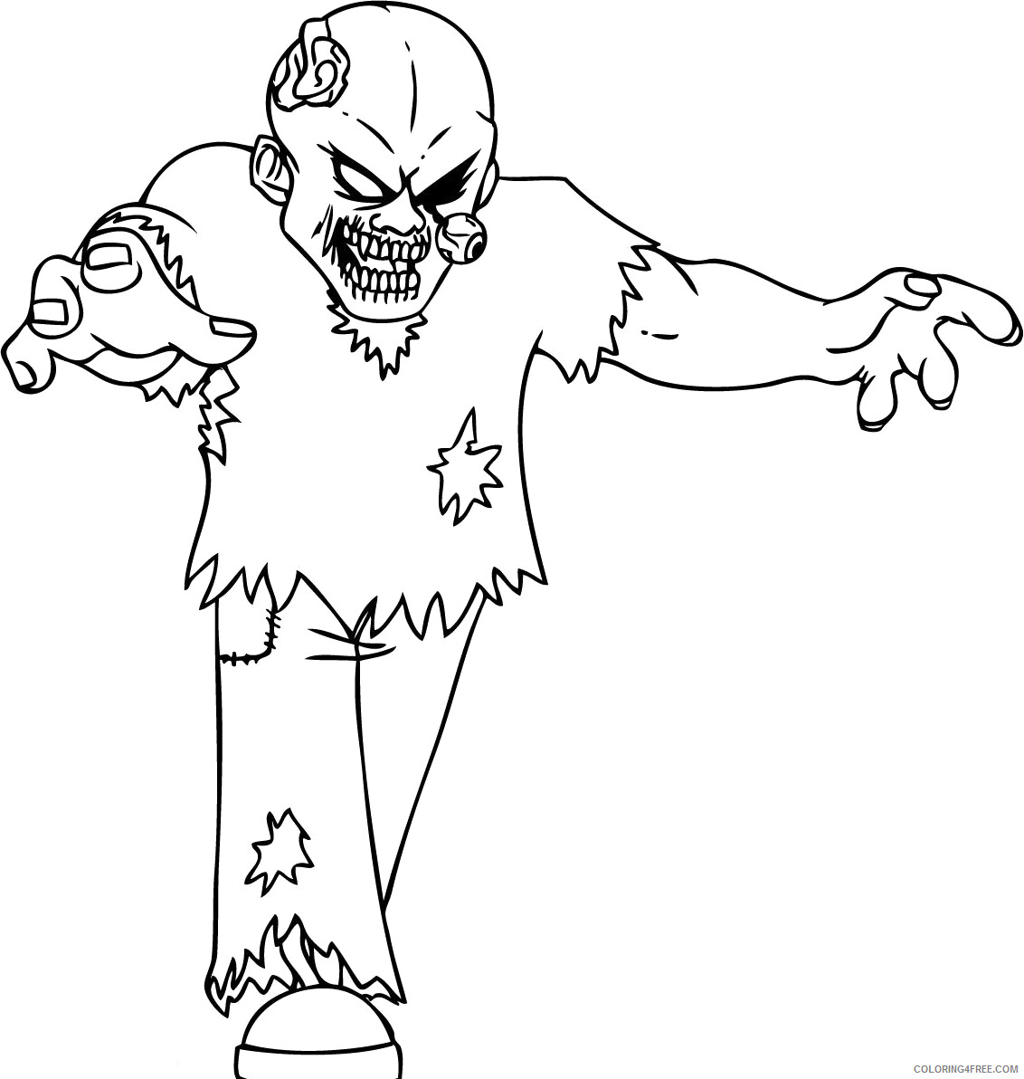 Zombie Coloring Pages Free Zombie Printable 2021 6366 Coloring4free