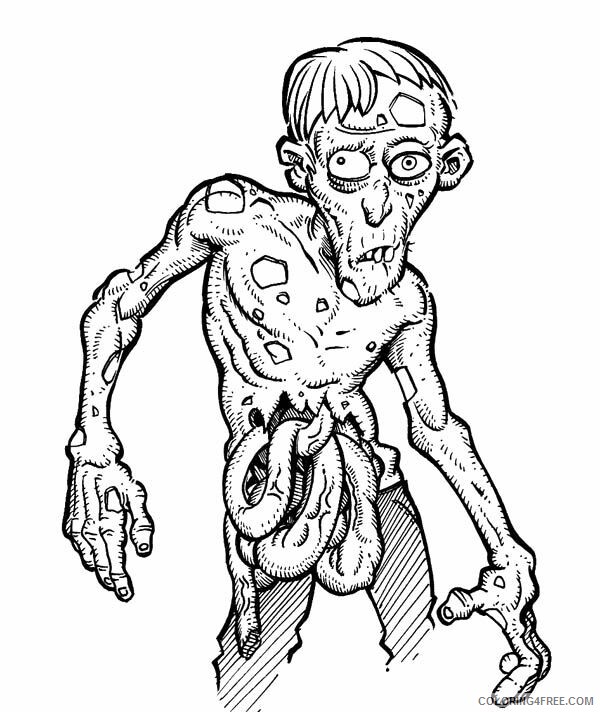 Zombie Coloring Pages Gross Zombie Scary Printable 2021 6370 Coloring4free