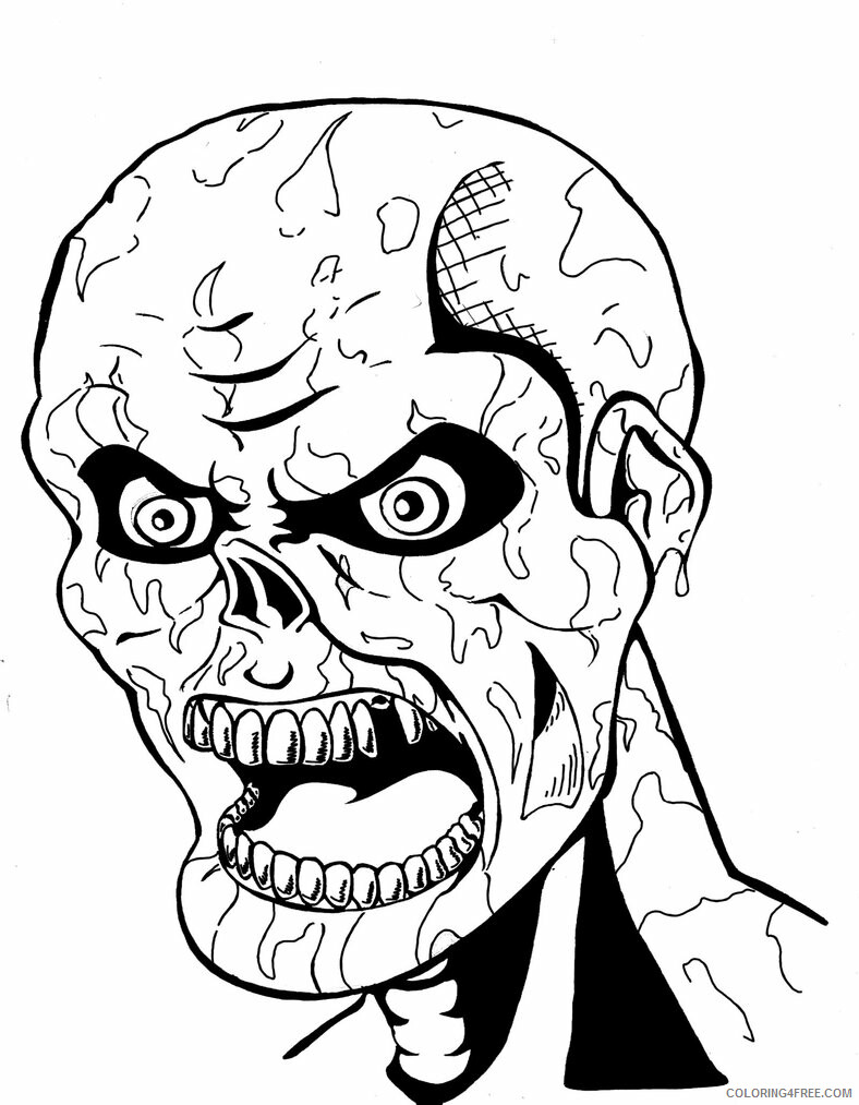 Zombie Coloring Pages Scary Zombie Scary Printable 2021 6377 Coloring4free