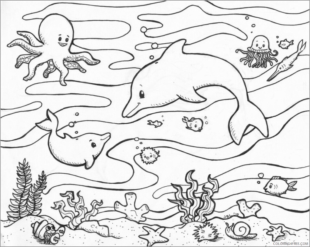 Aquatic Animals Coloring Pages Animal Printable Sheets realistic 2021 0122 Coloring4free