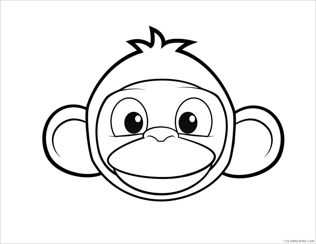 Baby Animals Coloring Pages Animal Printable Sheets baby apes face 2021 0125 Coloring4free