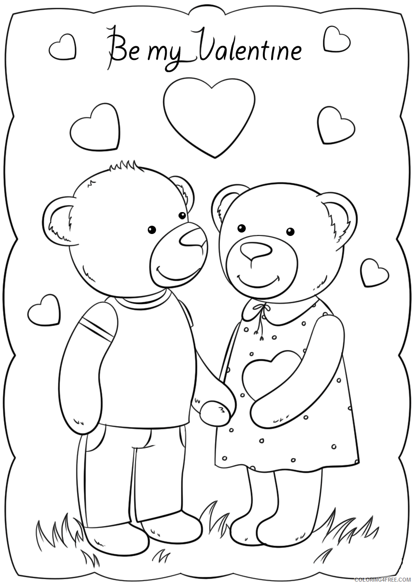 Bear Coloring Pages Animal Printable Sheets Be My Valentine Card 2021 0273 Coloring4free