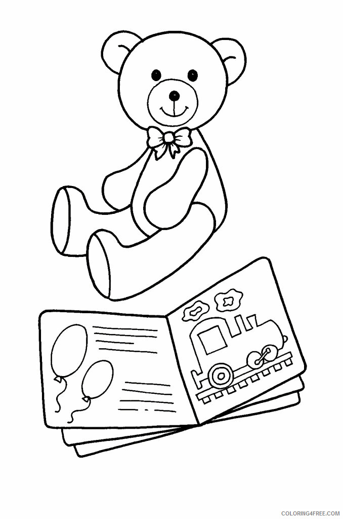 Bear Coloring Pages Animal Printable Sheets Bear and Book Toy 2021 0262 Coloring4free