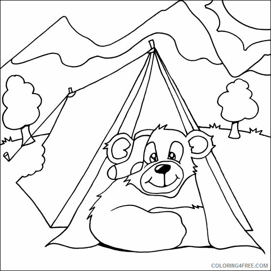 Bear Coloring Pages Animal Printable Sheets Bear in Tent 2021 0267 Coloring4free