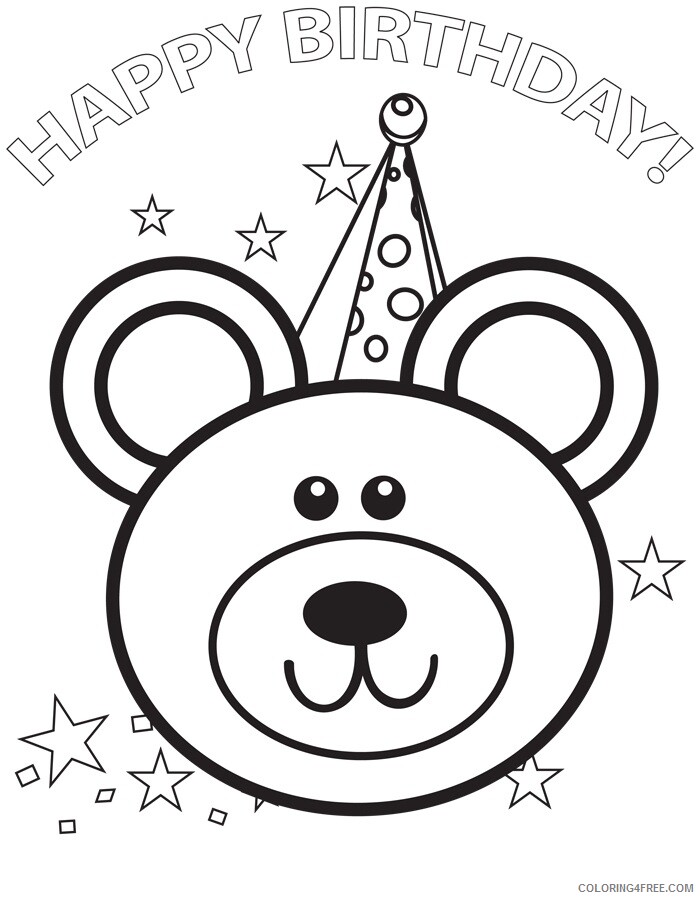 Bear Coloring Pages Animal Printable Sheets Happy Birthday 2021 0295 Coloring4free