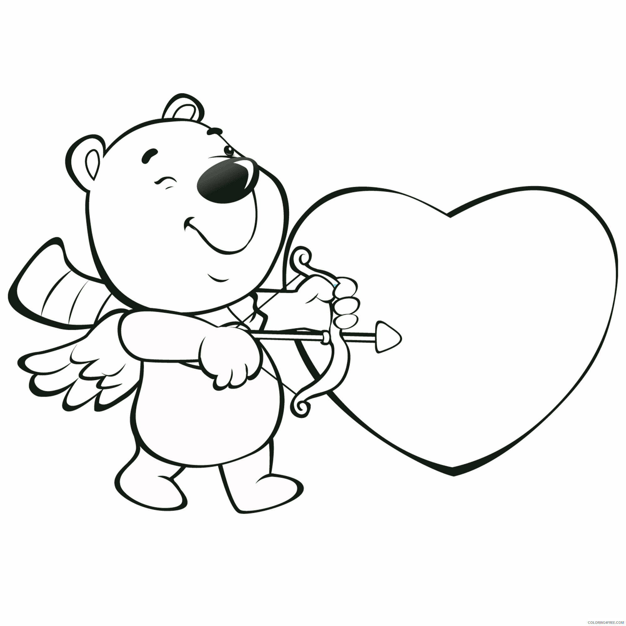 Bear Coloring Pages Animal Printable Sheets Valentine Cupid Bear 2021 0326 Coloring4free