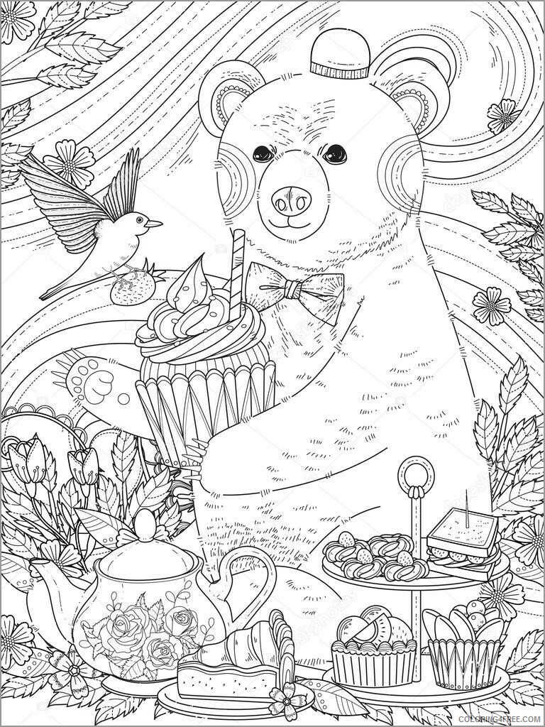 Bear Coloring Pages Animal Printable Sheets hard bear 2021 0297 Coloring4free