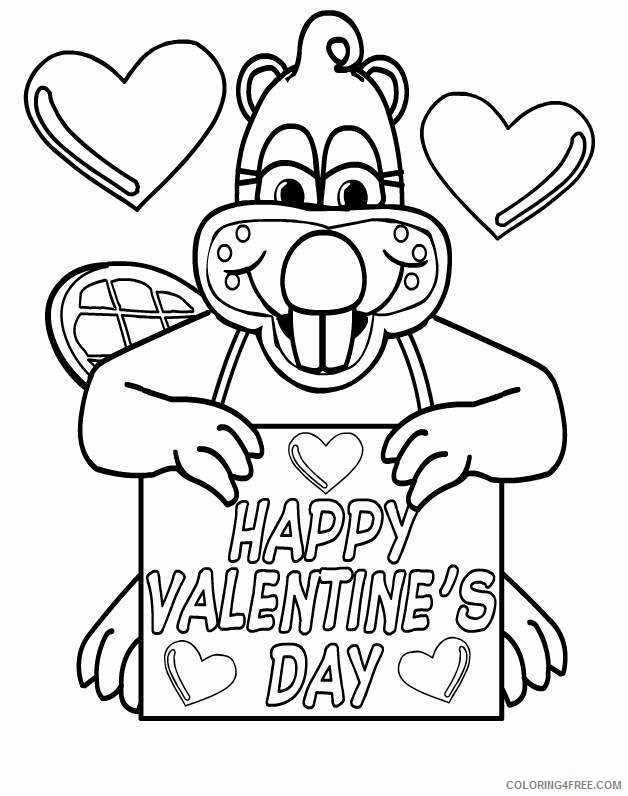 Beaver Coloring Pages Animal Printable Happy Valentines Day Beaver 2021 0354 Coloring4free