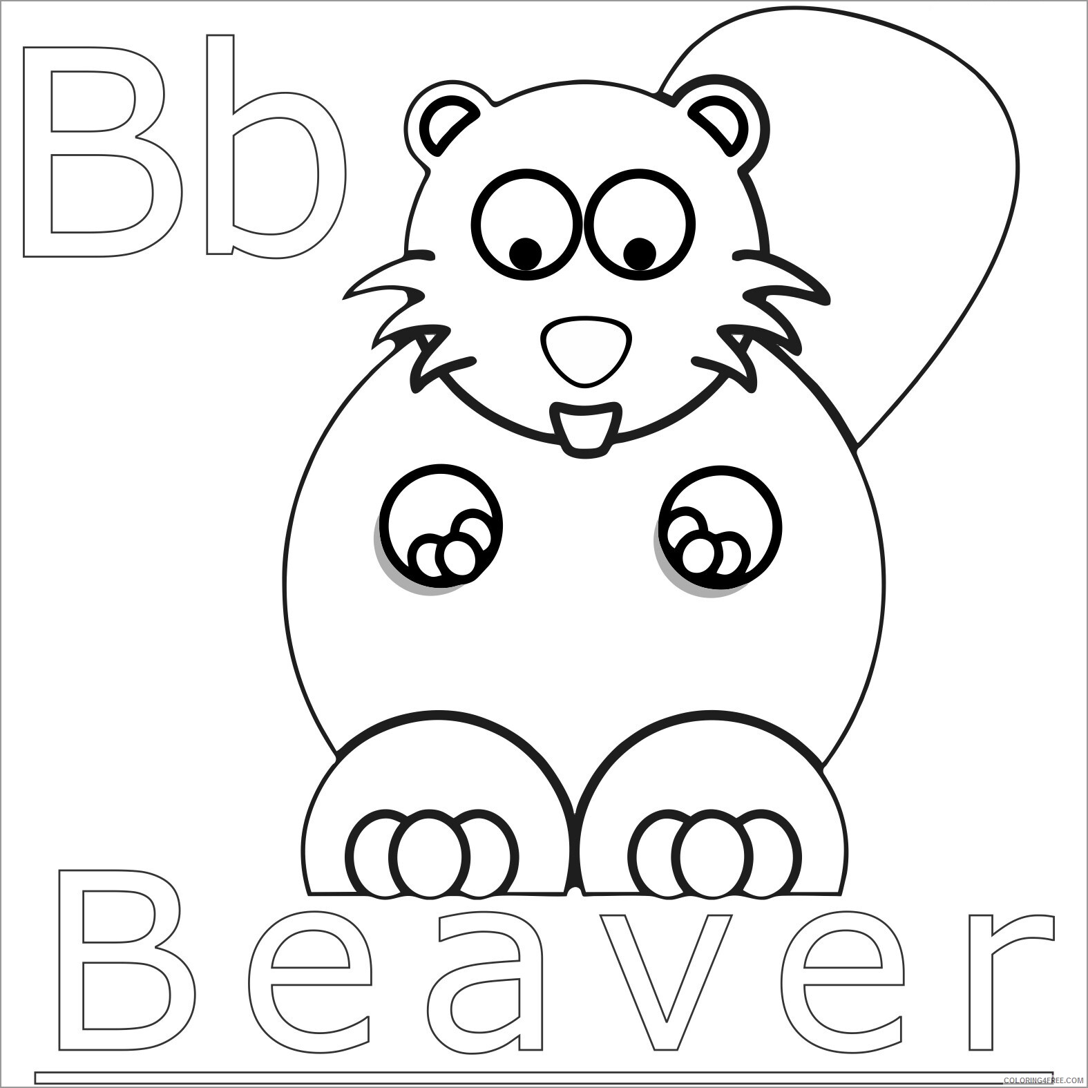 Beaver Coloring Pages Animal Printable Sheets b is for beaver 2021 0352 Coloring4free